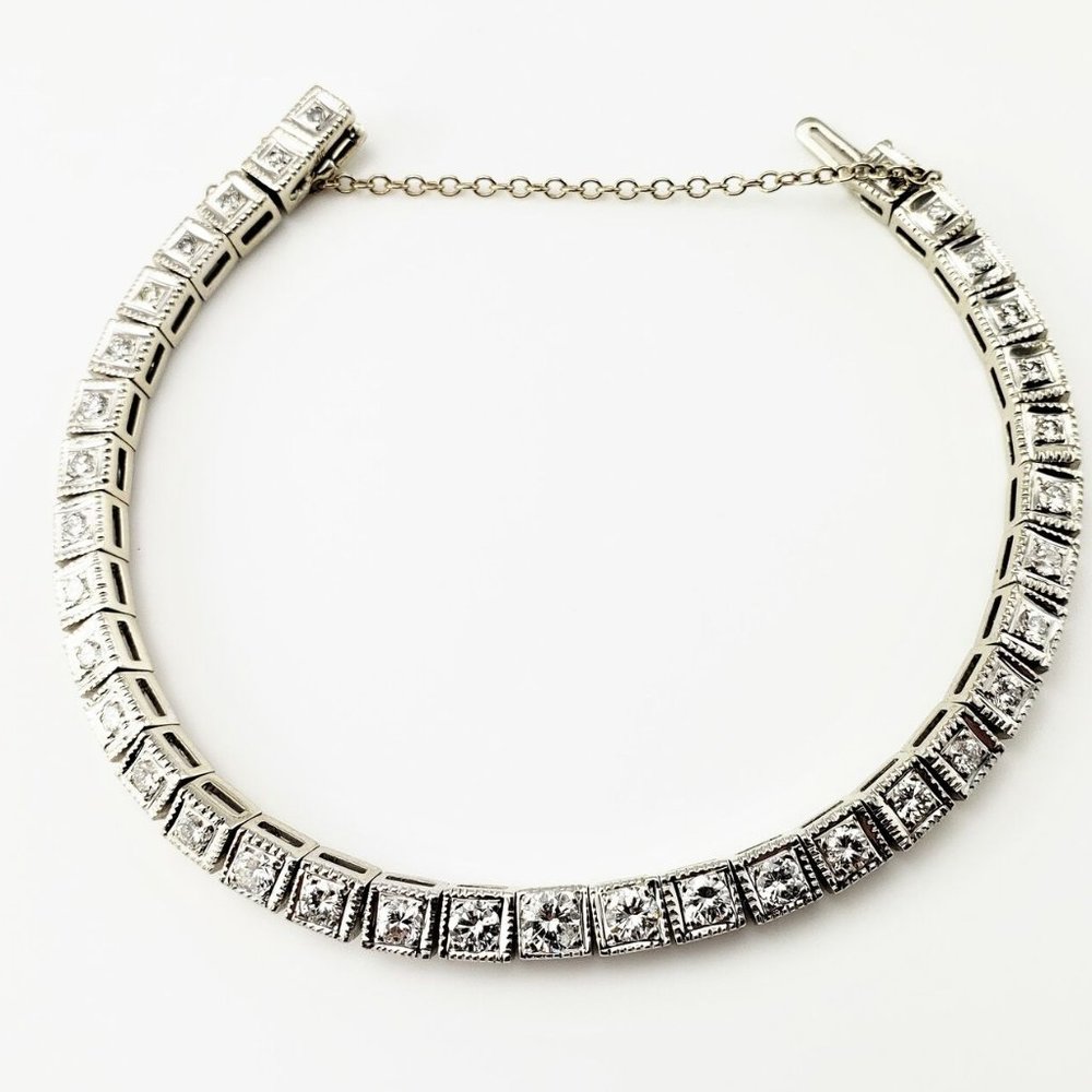 Vintage 14 Karat White Gold and Diamond Bracelet
